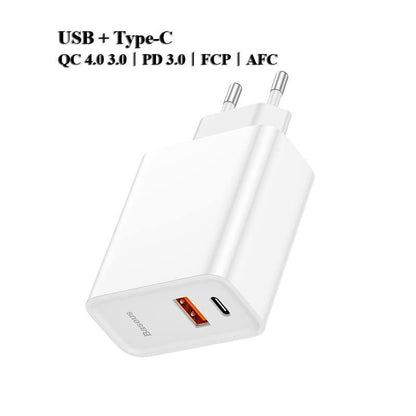 Dual-Schnellladegerät 30W Unterstützung Quick Charge 4.0 3.0 Tragbares USB C PD Ladegerät für Telefone