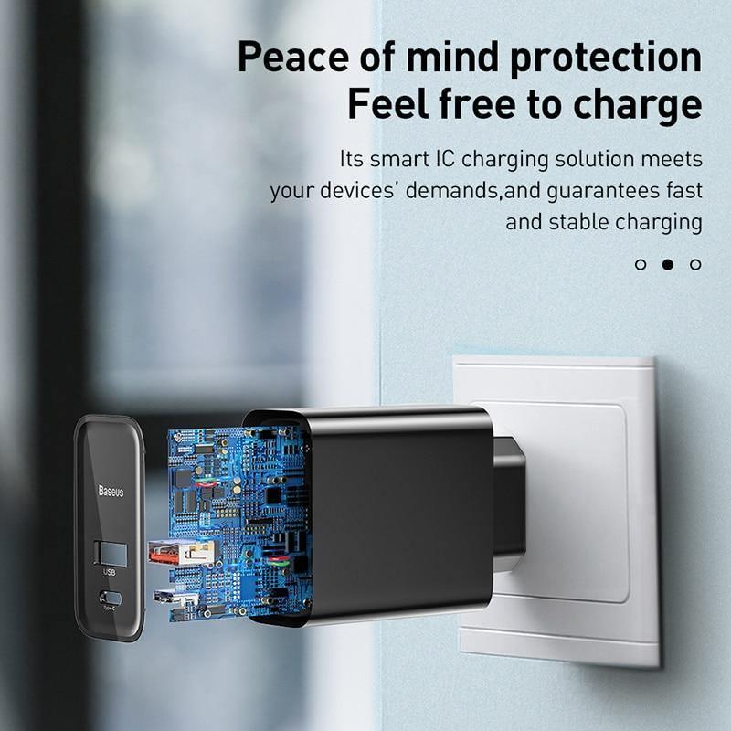 Dual-Schnellladegerät 30W Unterstützung Quick Charge 4.0 3.0 Tragbares USB C PD Ladegerät für Telefone
