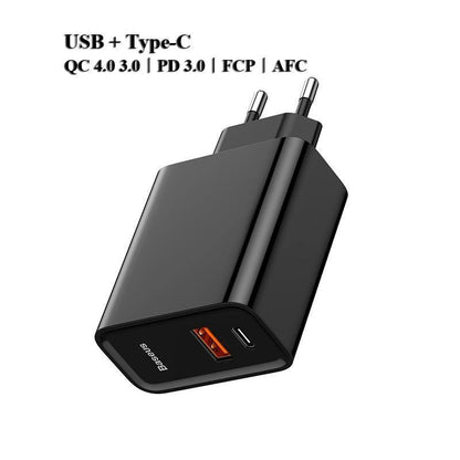 Dual-Schnellladegerät 30W Unterstützung Quick Charge 4.0 3.0 Tragbares USB C PD Ladegerät für Telefone