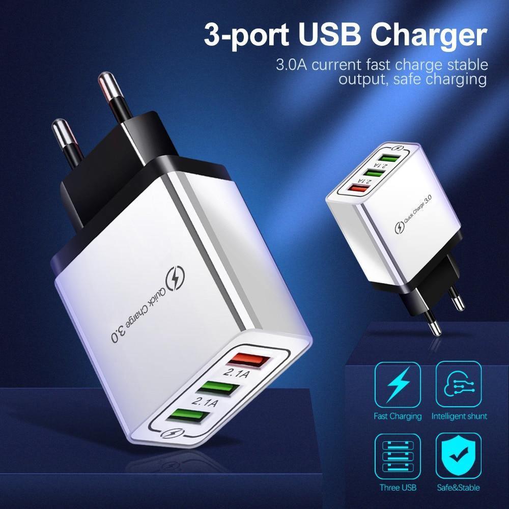 Schnelles modernes USB-Ladegerät Quick Charge 3.0 Tragbares Netzteil Leistungsstarkes Ladegerät für Mobiltelefone