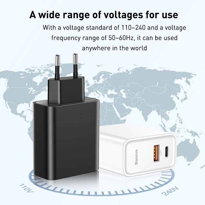 Dual-Schnellladegerät 30W Unterstützung Quick Charge 4.0 3.0 Tragbares USB C PD Ladegerät für Telefone