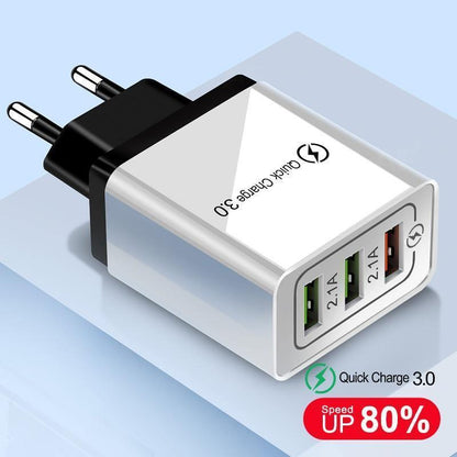Schnelles modernes USB-Ladegerät Quick Charge 3.0 Tragbares Netzteil Leistungsstarkes Ladegerät für Mobiltelefone